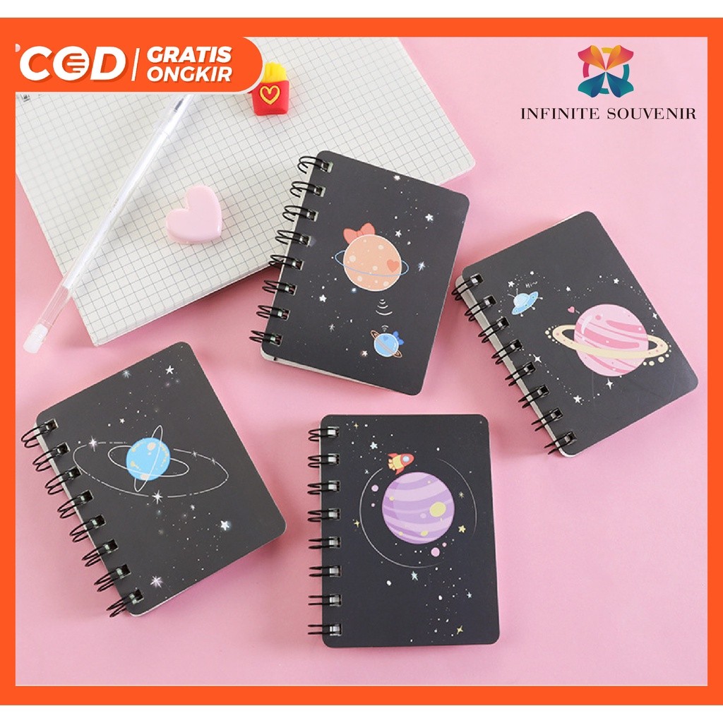 

Notebook Ring A7 Motif Galaxy Hitam / Buku Catatan Mini Motif Universe Isi 80 Lembar / Note Book Kecil Kertas Polos