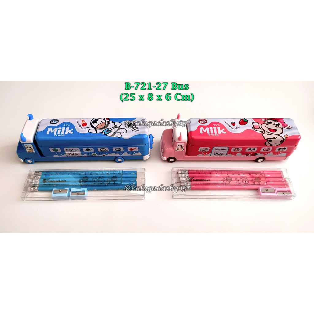 

(1 Biji) Tempat Pensil Kaleng Bus Sapi Study Set 25*8*6 / Kotak Pensil Kaleng XIAOLINGJING B-721-27