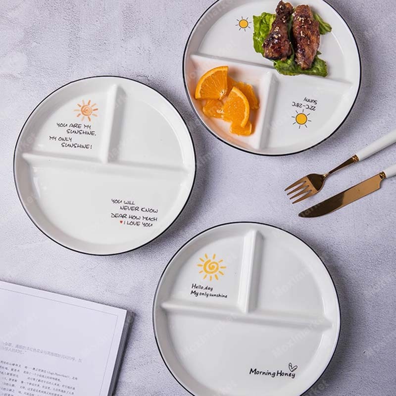 Piring Keramik Piring Cantik Putih Bertekstur 20,5 cm Piring Keramik Piring Makan Cantik Piring Kera