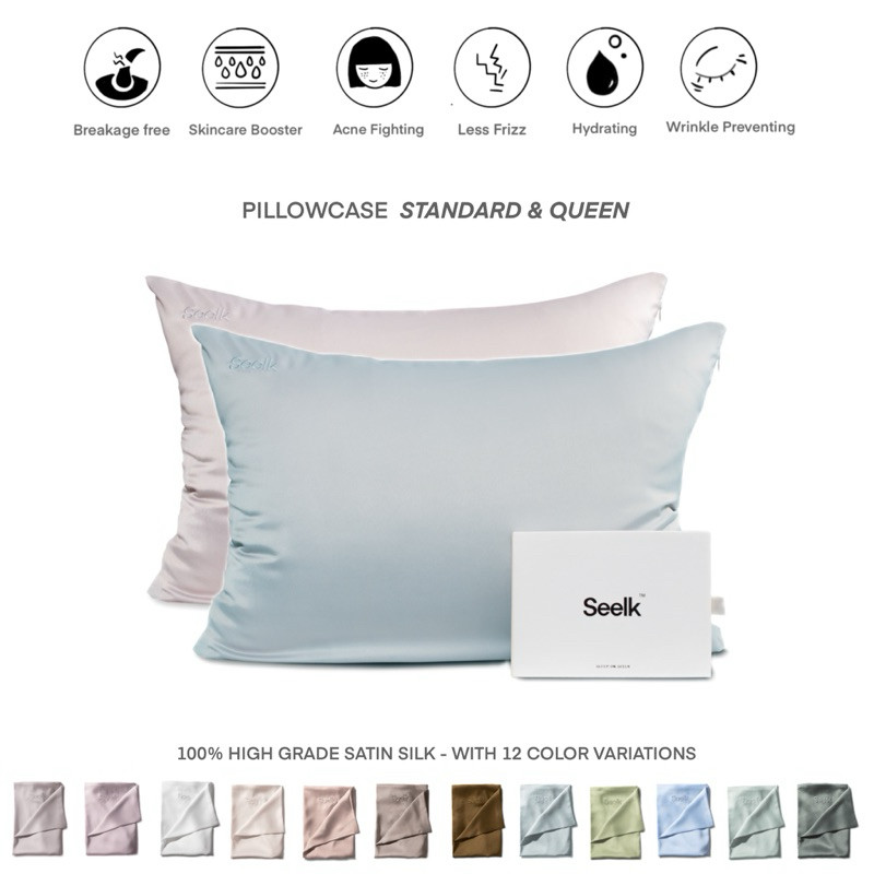 nk86tg Seelk Sarung Bantal Premium Satin Silk Aesthetic Skincare Booster Pillowcase