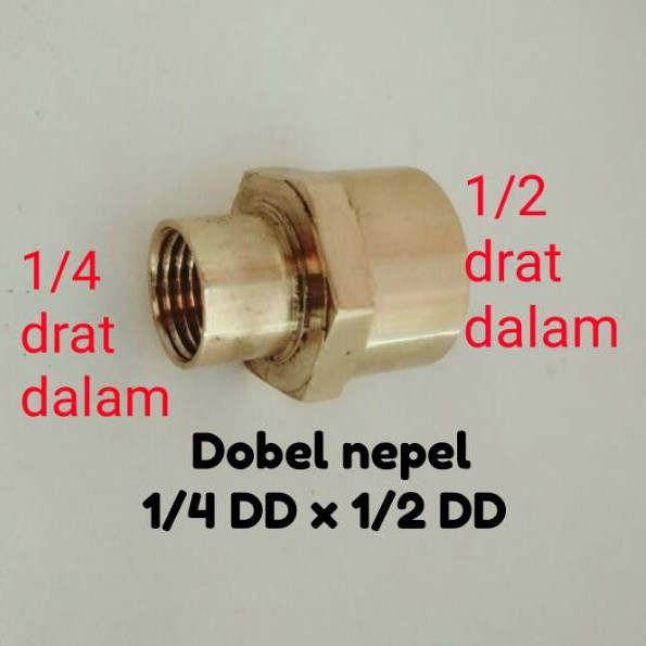 Double Sock / Dobel Sok Nepel Drat Dalam 1/4 x 1/2 Drat Dalam