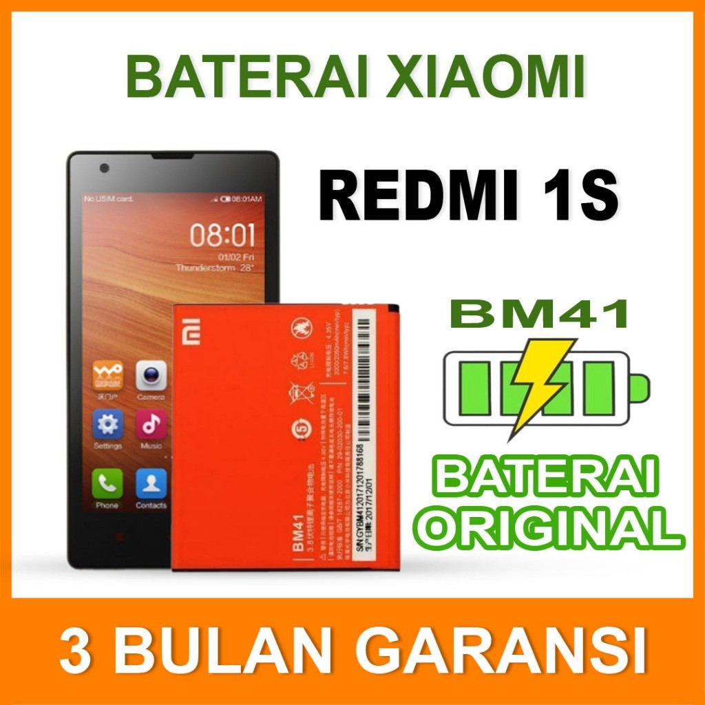 BATERAI BATRE XIAOMI REDMI 1S BM41 ORIGINAL
