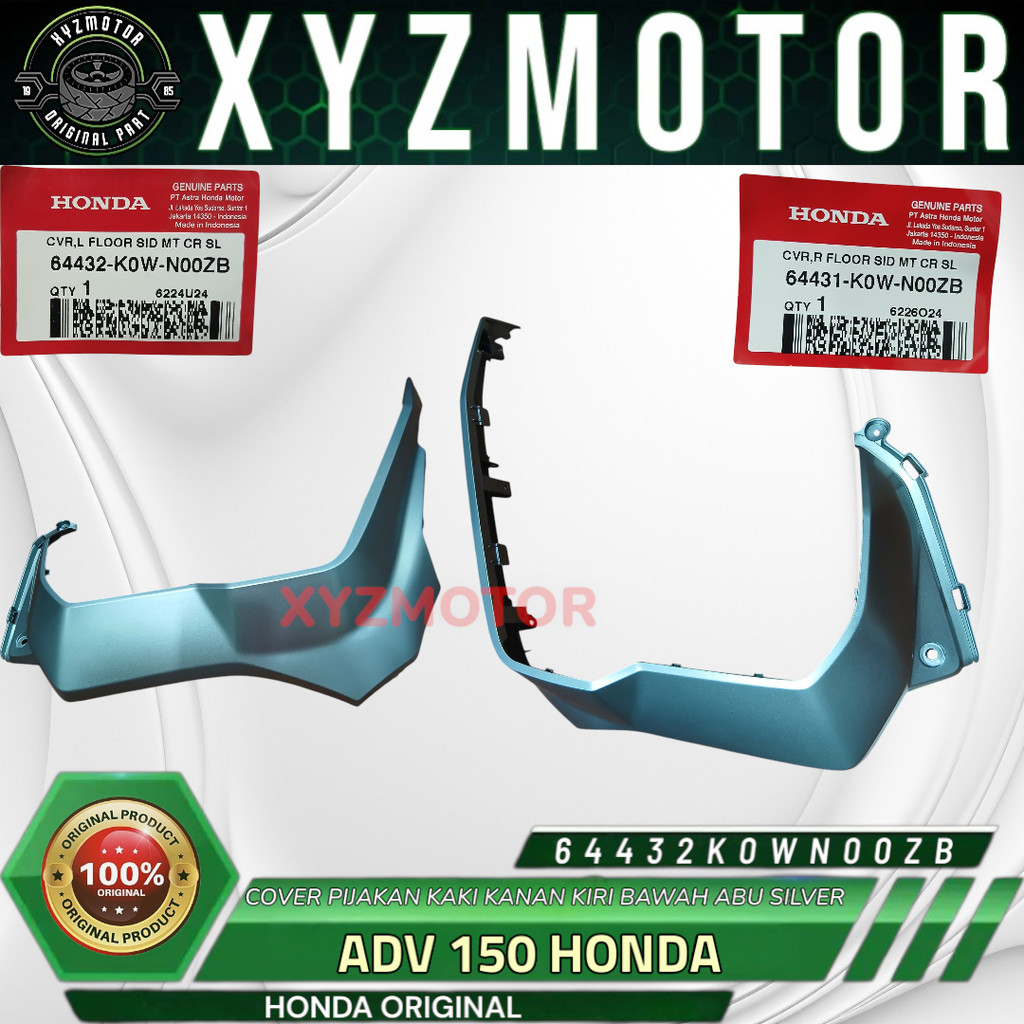 COVER PIJAKAN KAKI KANAN KIRI BAWAH ABU SILVER ADV 150 HONDA 64432-K0W-N00ZB 64431-K0W-N00 ORIGINAL