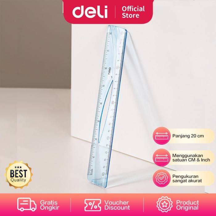 

Penggaris / rulers Deli EH10 20 cm transparan - Alat Ukur Akurat untuk Kantor & Sekolah