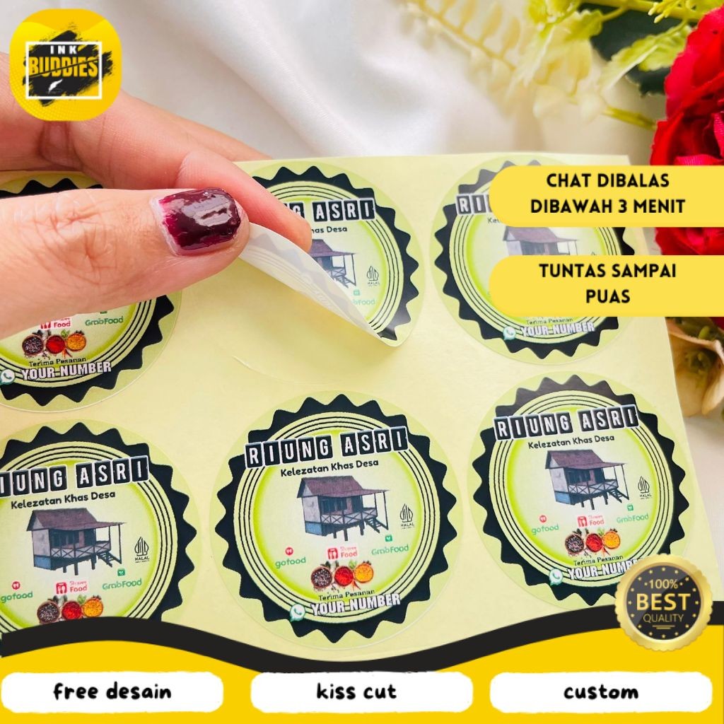 

INB 5-8 Ready Cetak Sticker Murah Label Ruman Makan Free Desain Warung Nasi Restoran Custom