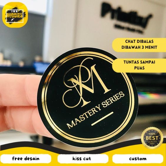 

INB SBGS 7-10 Print Cetak Custom Sticker Label Gold Stiker Logo Olshop Makanan Minuman