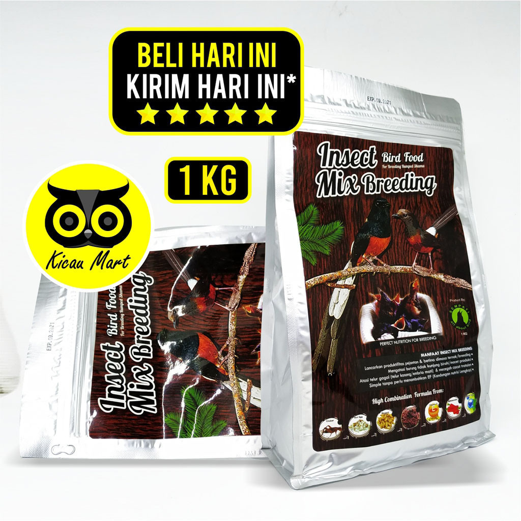 KICAU MART PAKAN MAKANAN KHUSUS TERNAK BURUNG MURAI BATU VOER PUR INSECT MIX BREEDING SEMPATI 1 KG M
