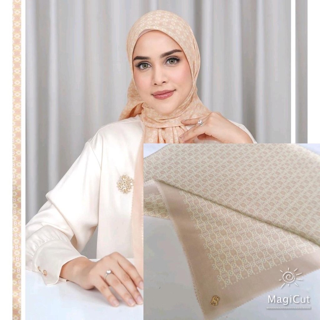 Button scarves motif seri Dubai & ikat semi original buttonscarves mirror, look like ori, kemasan ko