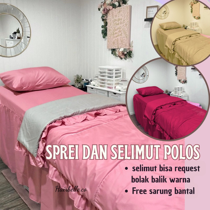 KLIMAUSHOP Sprei Dan Selimut Bedcover Salon Polos Sprei Bed Facial Rumbai Sprei Bedcover Salon Klini