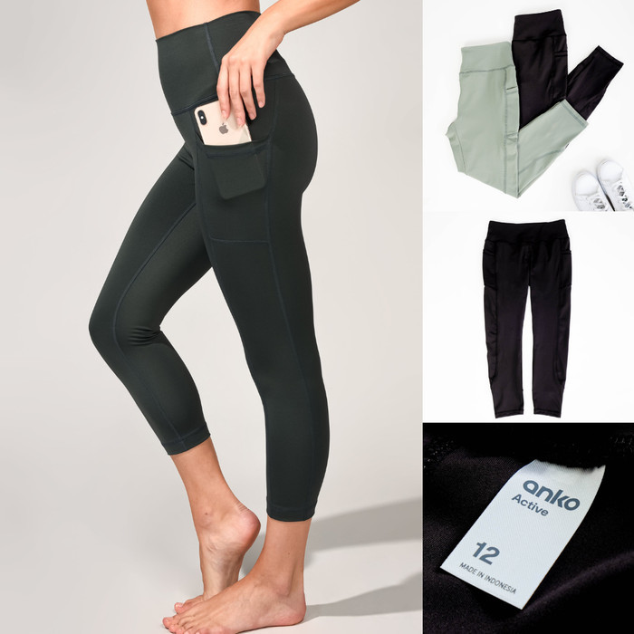 Celana Legging Anko Wanita Olahraga Legging Sport Senam Gym Wanita #SA405