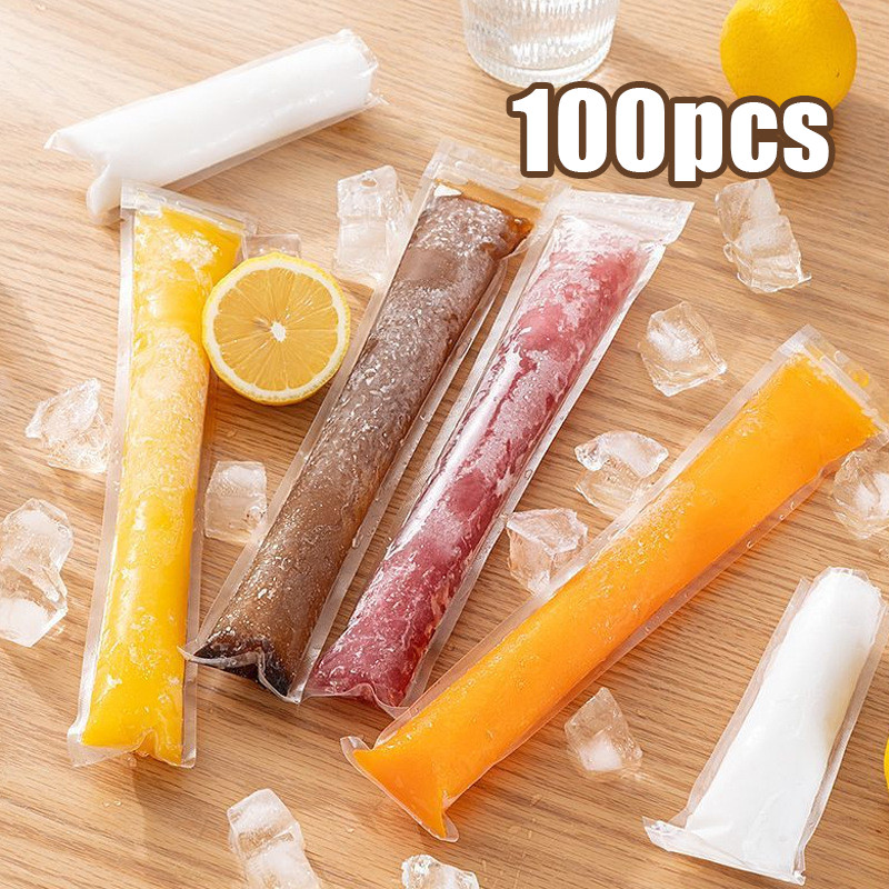 

【BARU】100pcs Kantong Cetakan / Plastik Es Lilin / Es Krim Popsicle / Bahan Plastik Model Diy