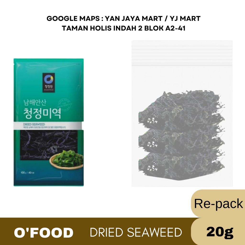 

Daesang Chung Jung One o'food Dried Seaweed / Rumput Laut Kering REPACK 20G