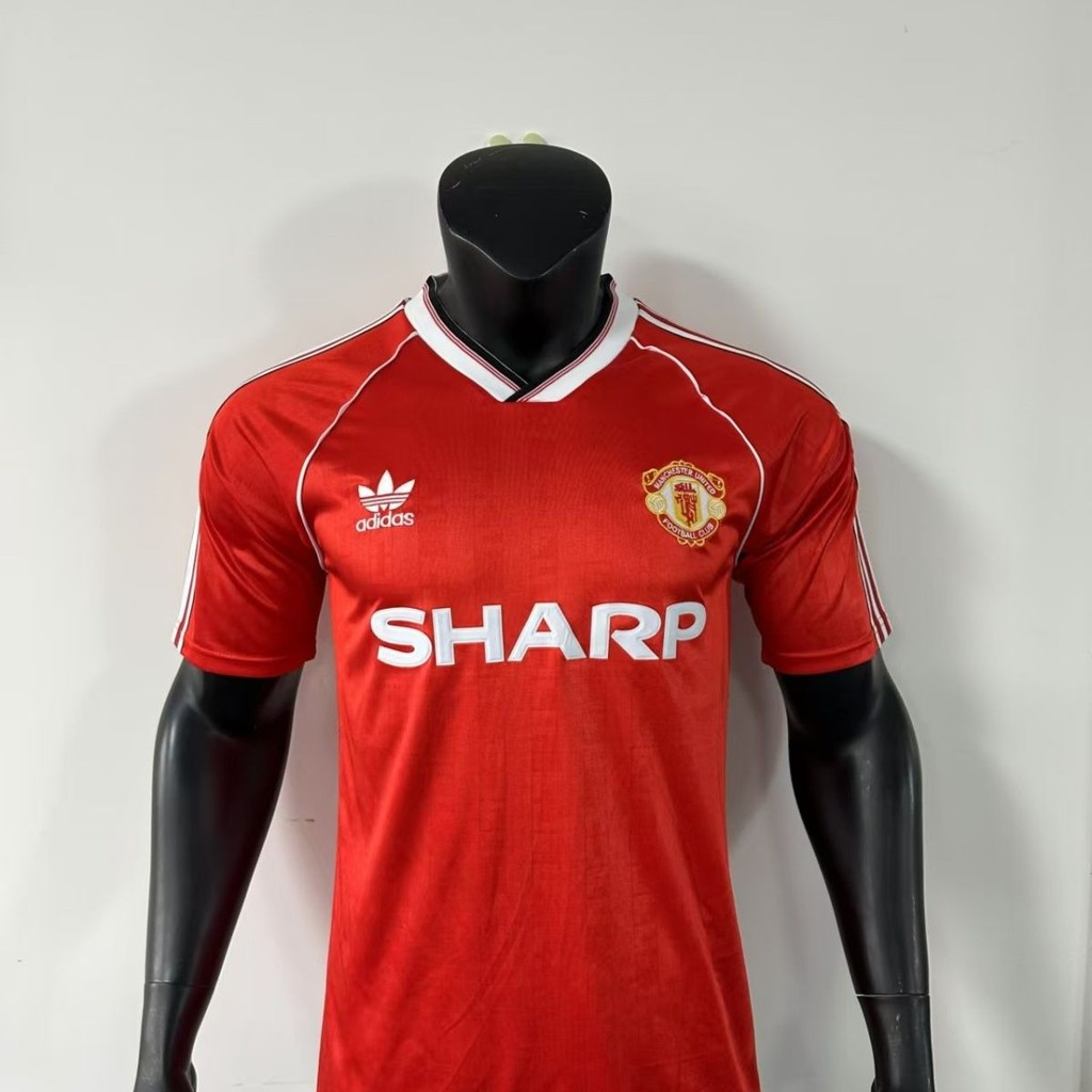88-90 Kaos Retro Manchester United Rumah Lengan Pendek