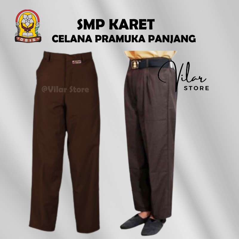 BAHAN PREMIUM / Celana Pramuka SMP Anak Laki Laki Panjang Pinggang Karet Penggalang Seragam Sekolah 