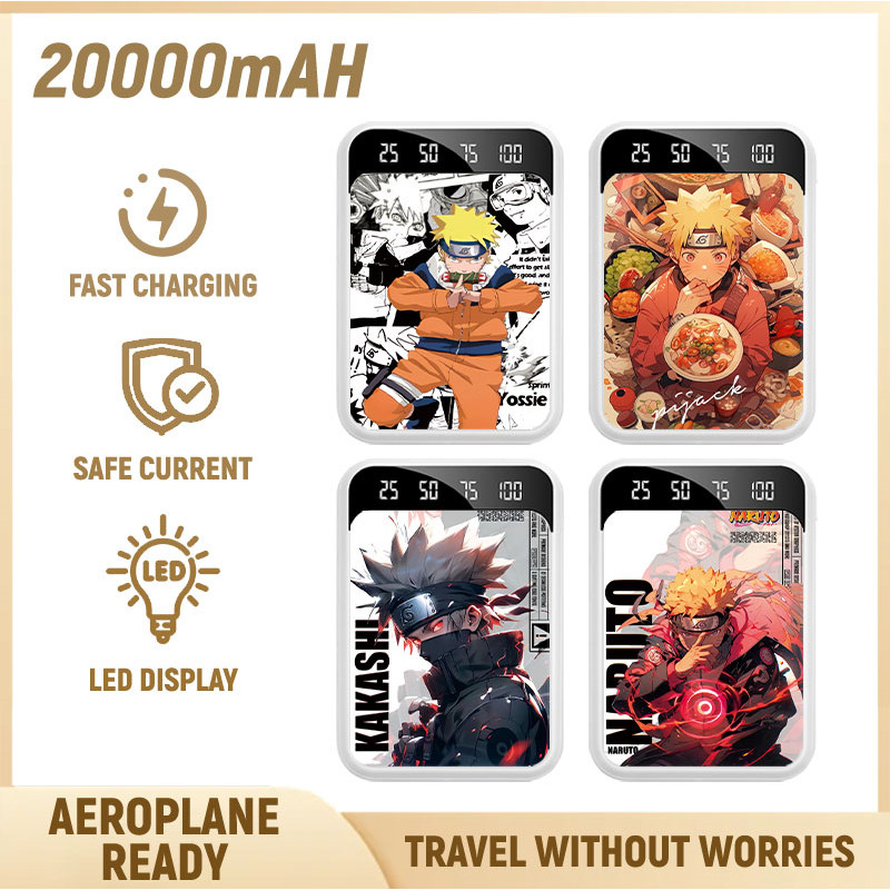 PowerBank 20000mAh Colorful Manga Naruto Ultra Compact Charging Input Port Type C Micro Android USB