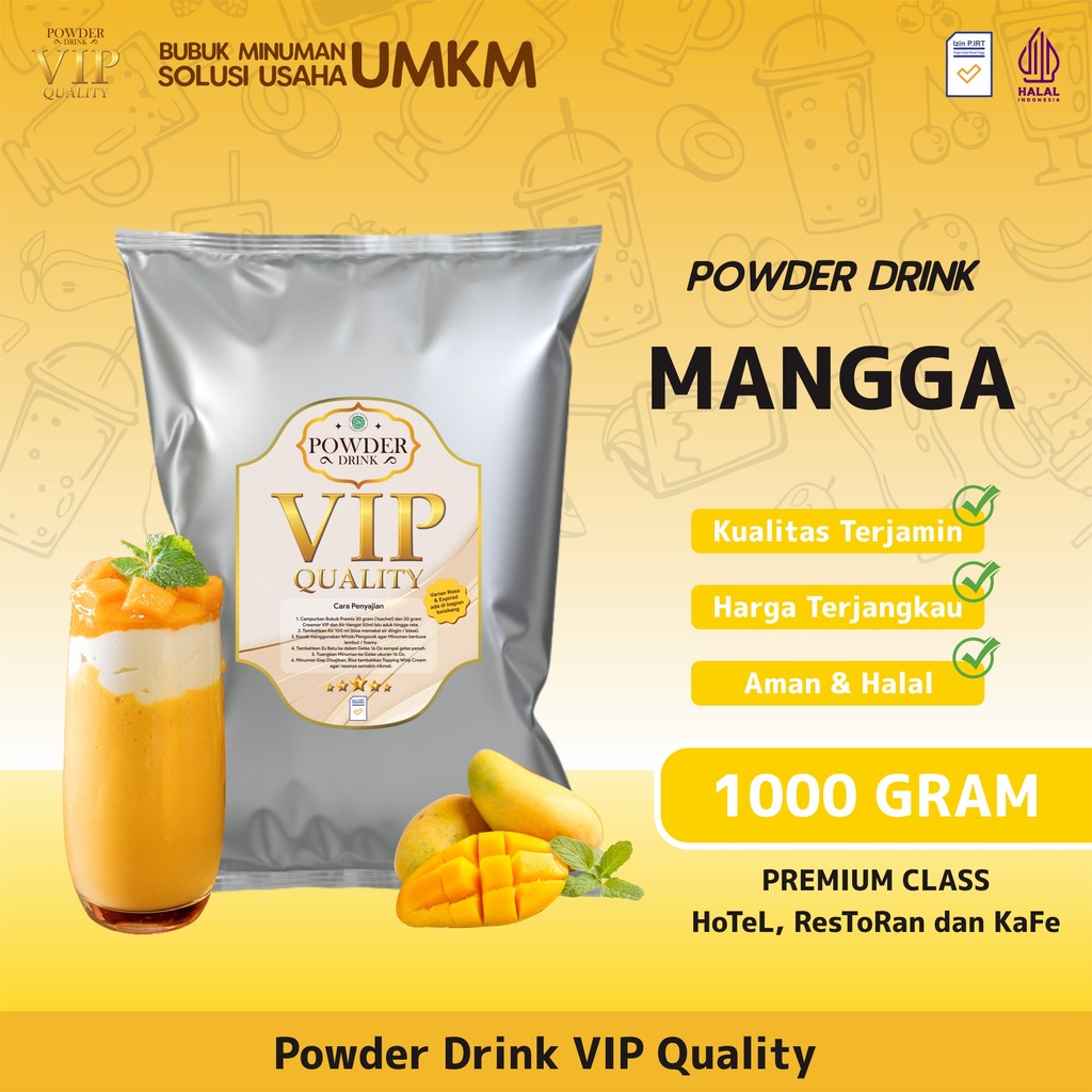 

Bubuk Minuman Kekinian Boba Instan Powder Drink VIP Rasa Mangga 1 Kg