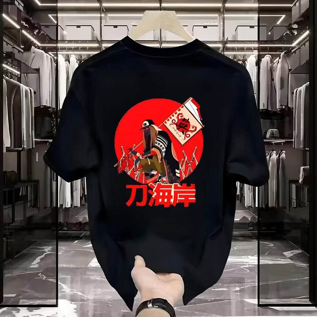 Baju Kaos Samurai Warrior, Red Background, Katana. Katun Unisex Lengan Pendek - Atasan Nyaman Cocok 