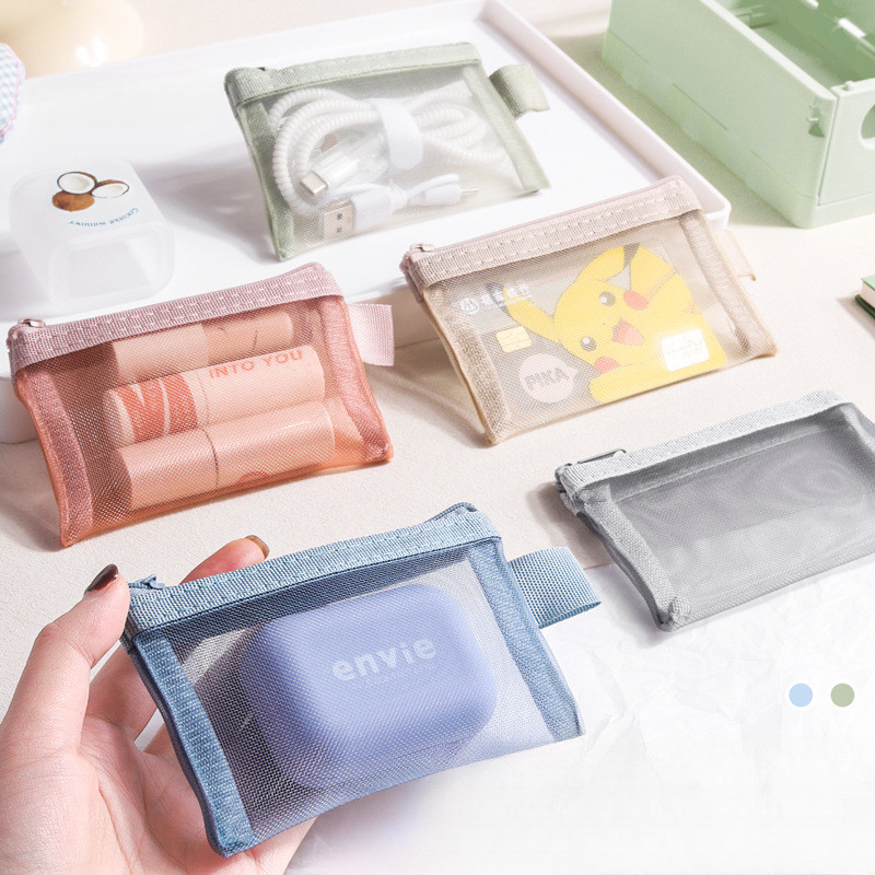 

Portable Mini Zipper Quare Mesh Storage Bag,Zippered Mesh Cosmetic Bag,Small Square Mesh Coin Purse Travel Storage Carry Pouch