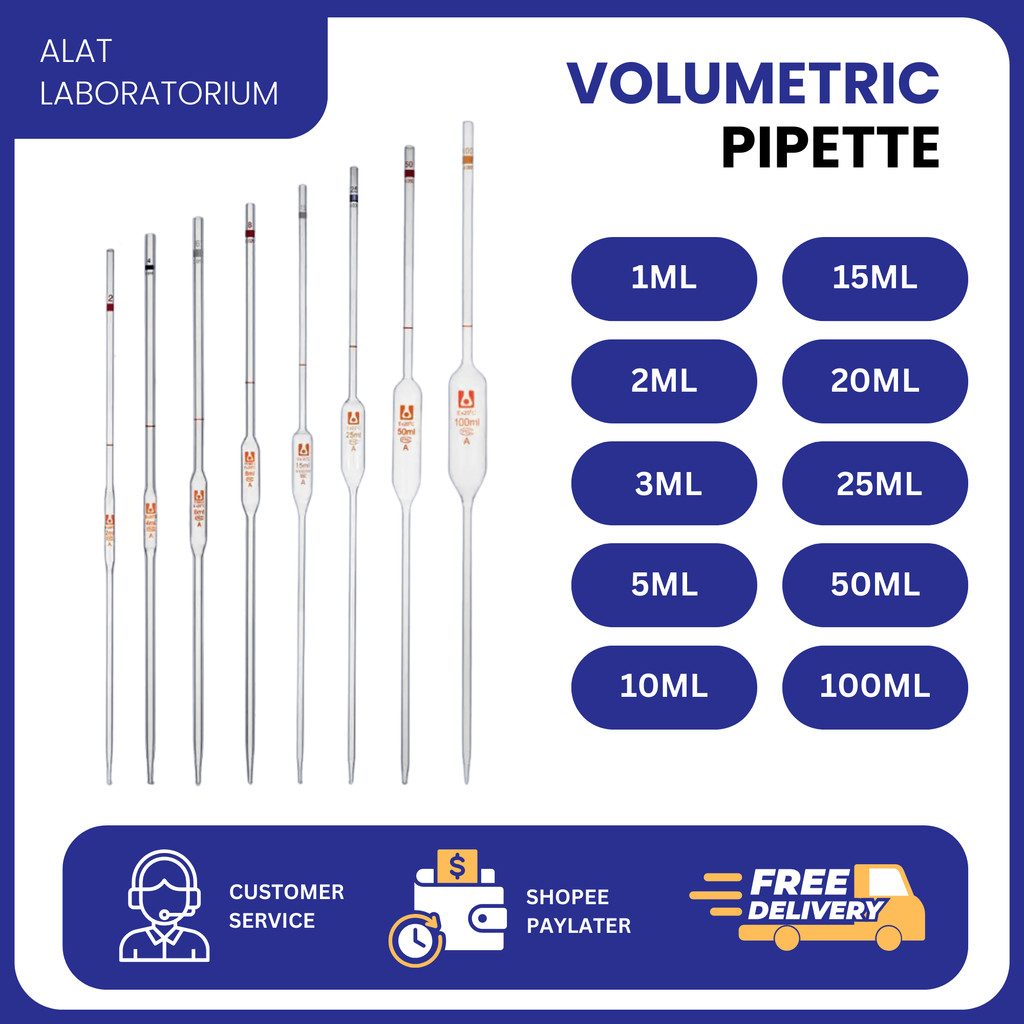 Volumetric Pipette 3 ml Kaca Laboratorium / Pipet Volume 3 ml Kaca Pengukuran Cairan - Chemicalduo