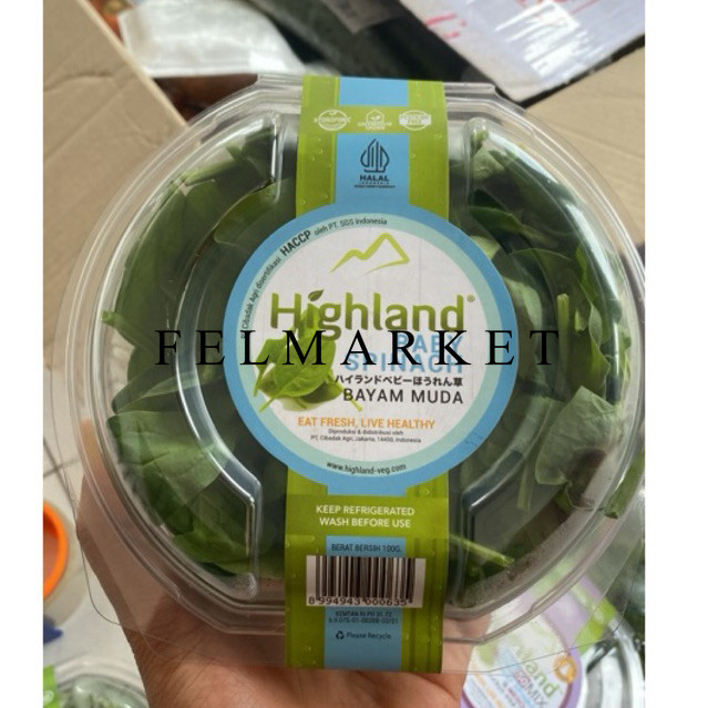 

Highland Baby Spinach Fresh / Sayur Bayam Muda / 100 grm
