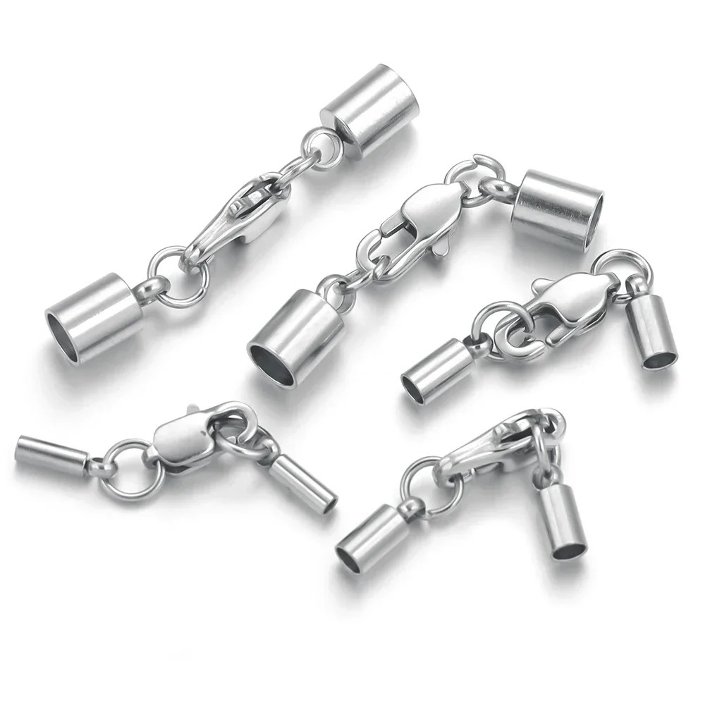 

10pcs Stainless Steel Leather Cords Lobster Clasps Hooks Connectors For Jewelry Making Findings Supplies Accessories Parts Bulk
