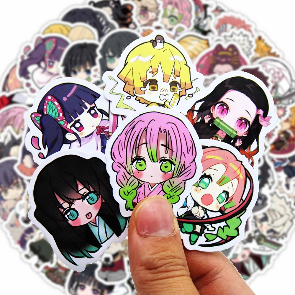

60-600pcs Demon Slayer Stickers Cartoon Cute Decals Toy Stationery Guitar Phone Bicycle Laptop Luggage Car Graffiti Kids Sticker
