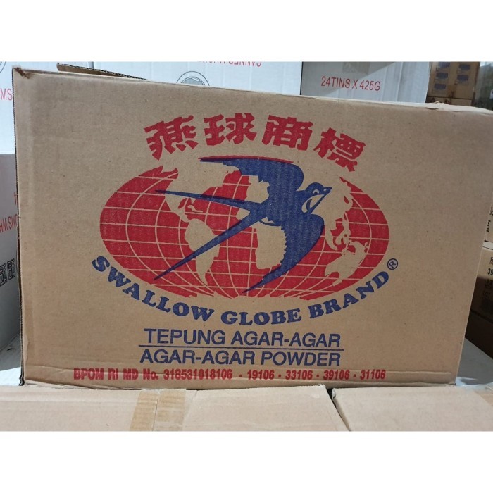 

Tepung Agar Agar Swallow Globe 1 Dus ASLI - Bening