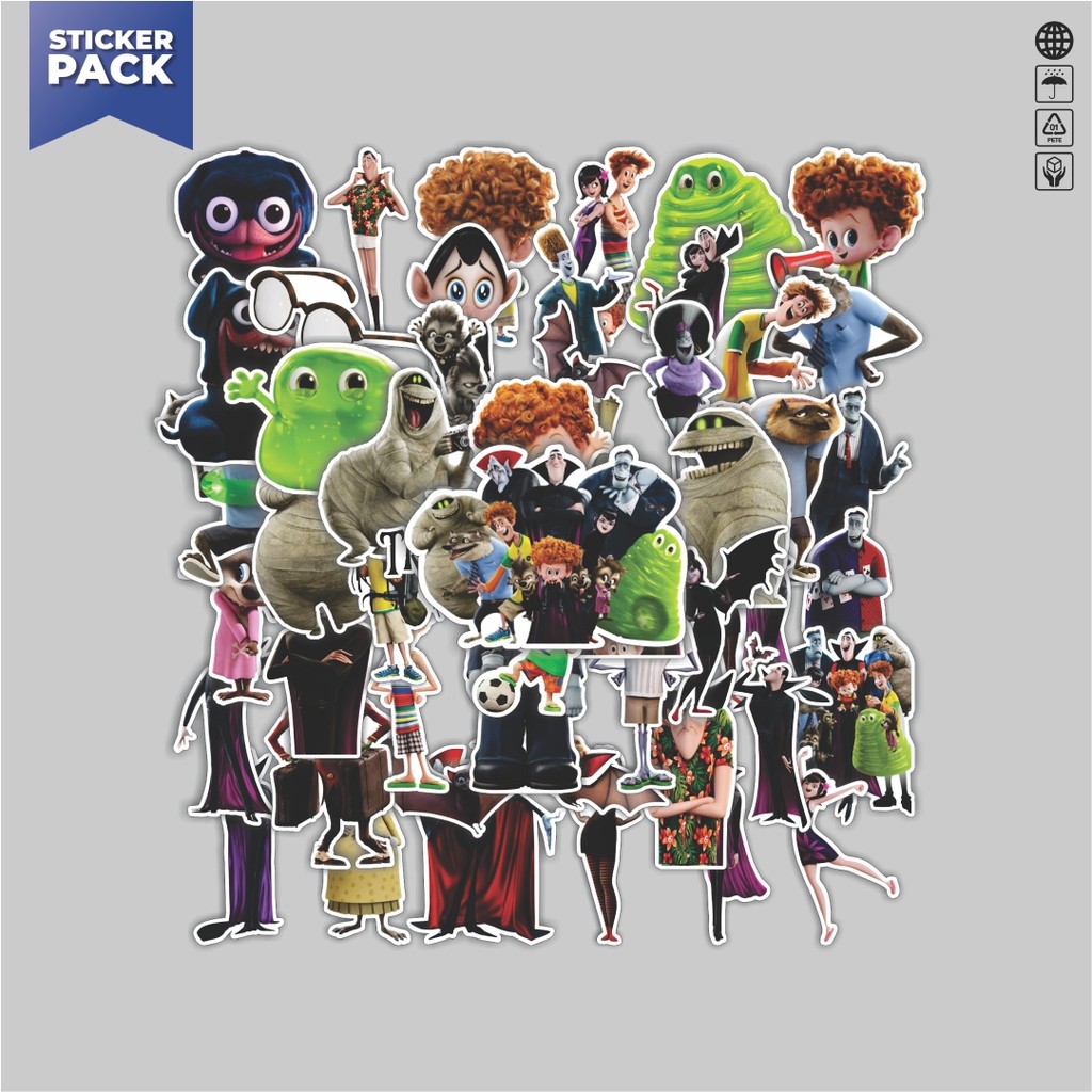 

[100PCS]Stiker Pack Stiker Kartun Hotel Transylvania Aesthetic Vinyl Anti Air Dekorasi Sticker Laptop Buku Journal Koper Helm Casing HP Gitar Helm Skateboard