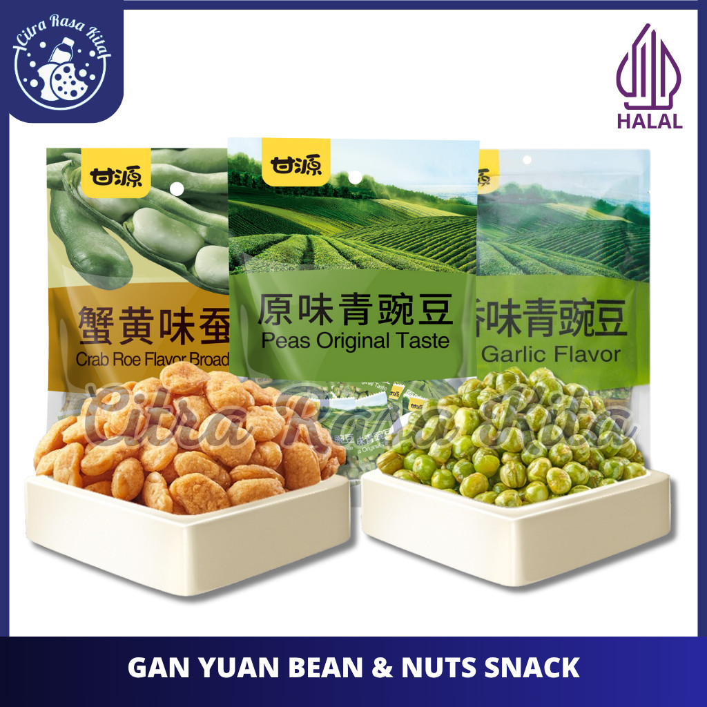 

Halal Gan Yuan Cemilan Kacang rasa Crab Roe Flavour Beans Peas Original Sunflower Seed 285gr