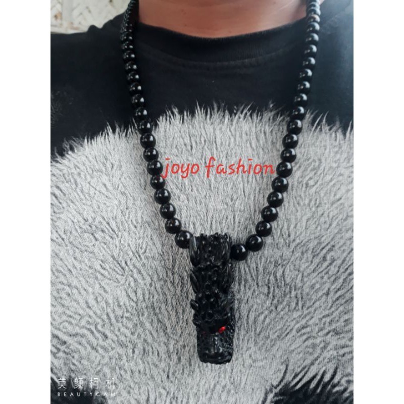 KALUNG TASBIH FOSIL GALIH KELOR ASLI HITAM SUPER KALIMANTAN LIONTIN NAGA GALAK BERTAUBAT