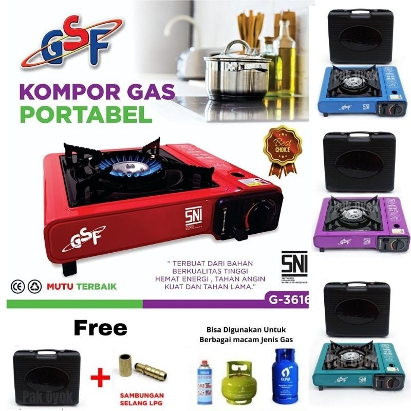 KOMPOR TAS PORTABLE KOMPOR KAMPING TAS GAS TABUNG KECIL GSF 3616 KOMPOR TUNGKU GAS STOVE