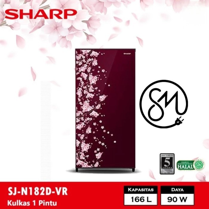 Kulkas Sharp 1 pintu SJ-N182D VB VR 182D SJN182D 166 L Kirei Sakura