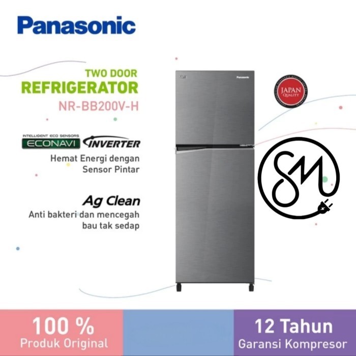 Kulkas Panasonic NR-BB200V-H 2 Pintu 196 L NRBB200VH 200VH Inverter