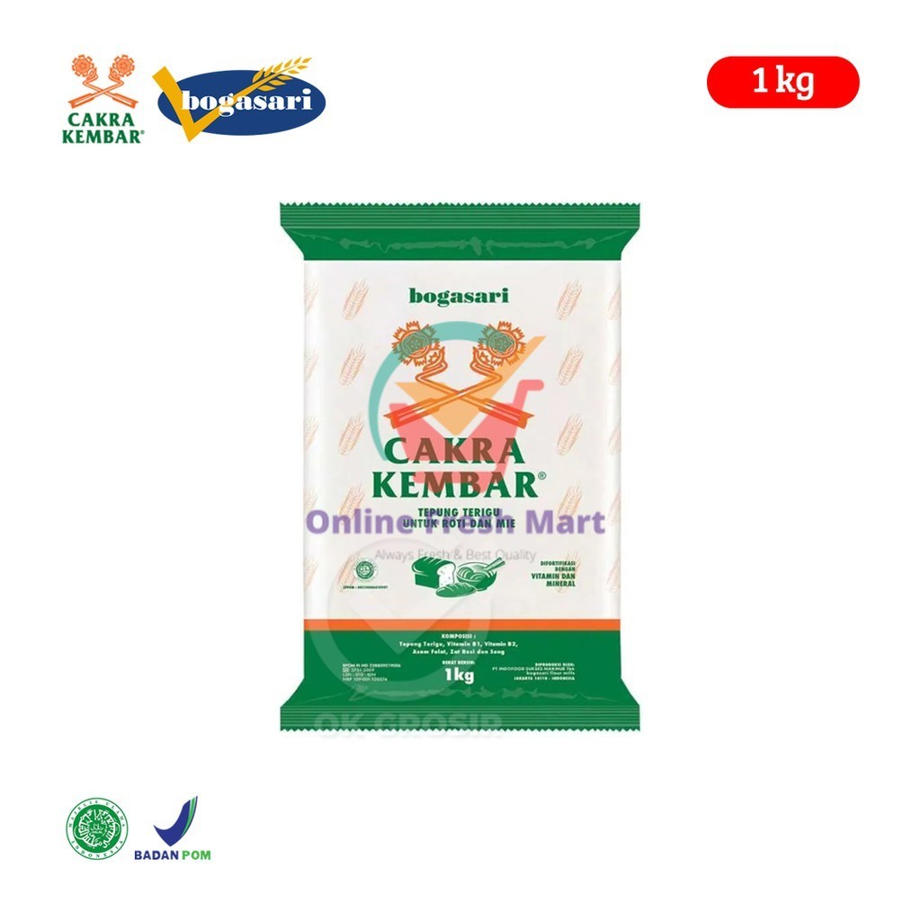 

Tepung Cakra Kembar Kemasan Bogasari (1 Kg) - Online Fresh Mart Denpasar