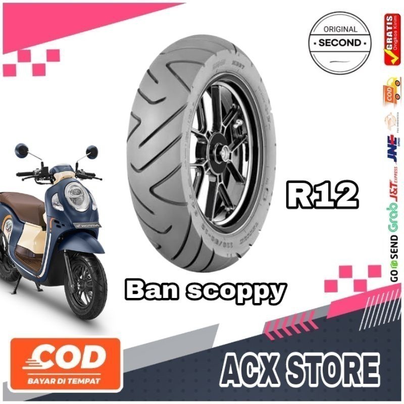 BAN MOTOR BEKAS SCOPY RING 12 scopy donat ring 12 depan 100/90 tubles secopi new - Ban motor second