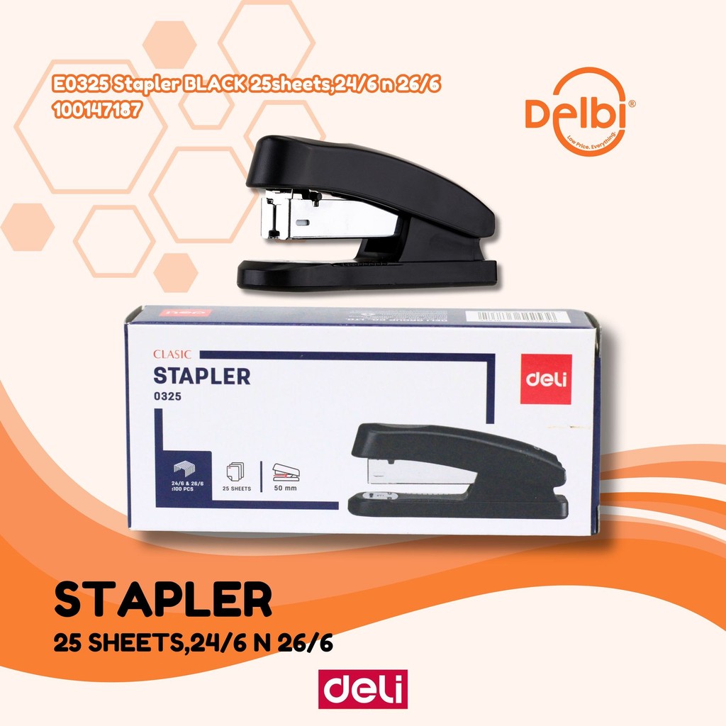 

DELI - STAPER / HEKTER / JEKREKAN E0325 NO.12 24/6 26/6 WARNA E0325 Stapler WHITE & BLACK 25sheets,24/6 n 26/6