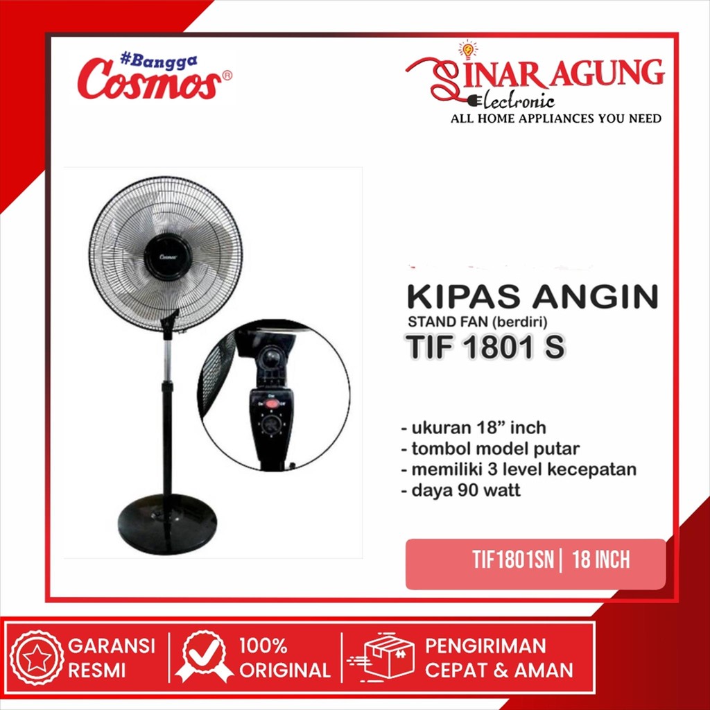COSMOS TIF1801SN / TIF-1801SN KIPAS ANGIN BERDIRI 18 INCH - GARANSI RESMI