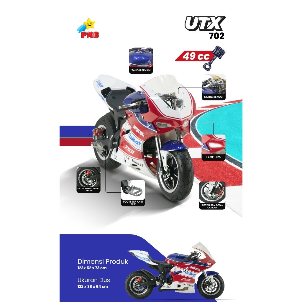 PROMO MAINAN ANAK PMB MOTOR BENSIN OTOMOTIF SERU BALAP MOTO GP MOTUL UTX-702 - GOWES LAJU