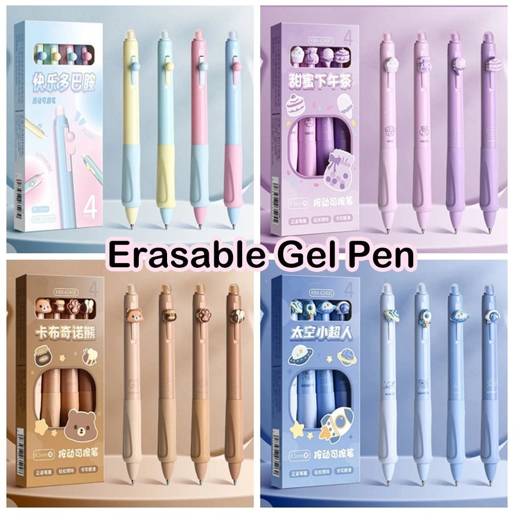 

Erasable Pen 0.5mm Neutral Pen Cartoon Black Blue Ink Thermal Eraser Press Pen Office Supply
