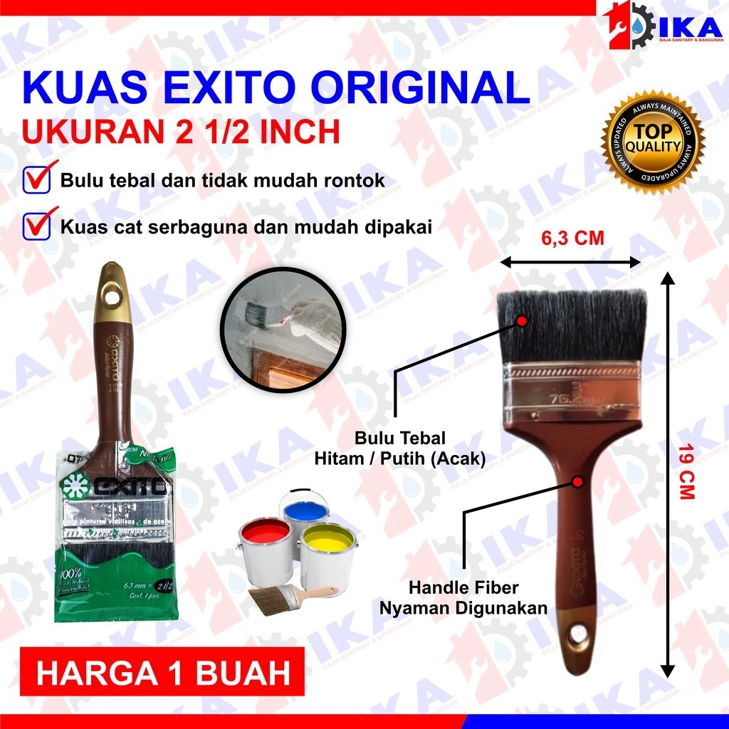 Kuas Cat 2,5 Inch Merk Exito 2,5" 2.5" 2.5 Inci Tembok 6cm 6 cm Bulu Putih Hitam Kuas Cat EXITO HITA