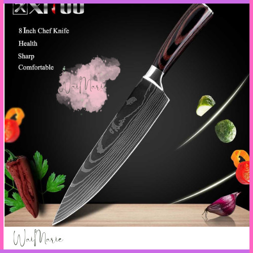 Pisau Dapur Stainless Steel Chef Damascus Pattern