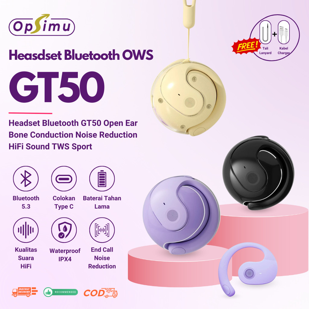 [MAKASSAR] OPSIMU GADGET New Wireless Bluetooth Earphones V5.4 TWS OWS Gaming Headset IPX4 Waterproo