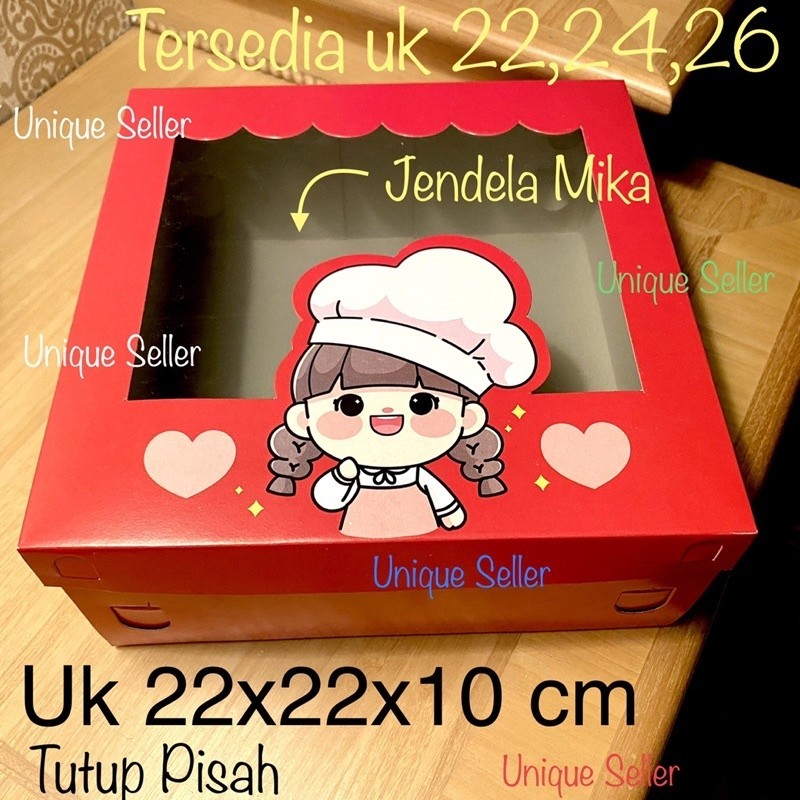 

[Isi10] Dus Hampers Merah CHEF 22x22x10 / Dus Roti Kue Lamaran Tunangan Tingjing Imlek Motif 22x22