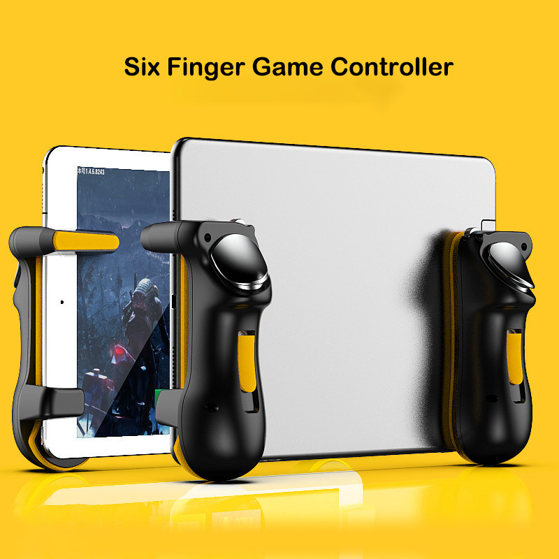 

Mobile Game Trigger L1R1 Button Gamepad Joystick Grip Tablet Accessories Six Finger iPad PUBG Controller Capacitance Adjustable