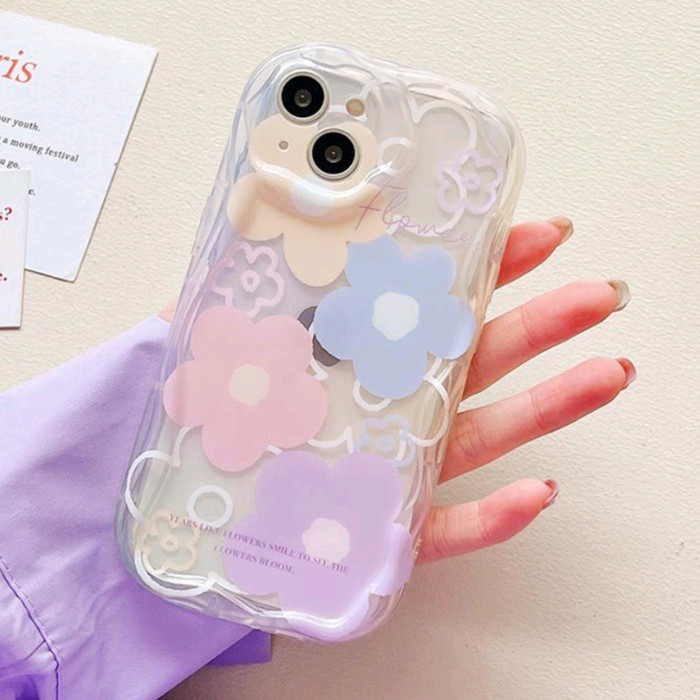 CASE IPHONE 13 13 PRO 13 PRO MAX CASING WAVE MOTIF FLOWER CUTE