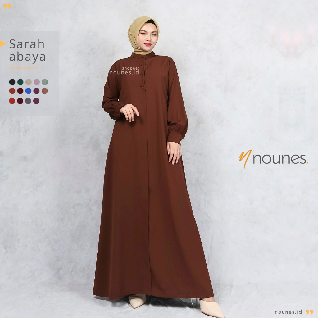 [NEW] Nounes Sarah Abaya Dress Gamis Polos Wanita Manset Kancing Matt Wolfis Grade A