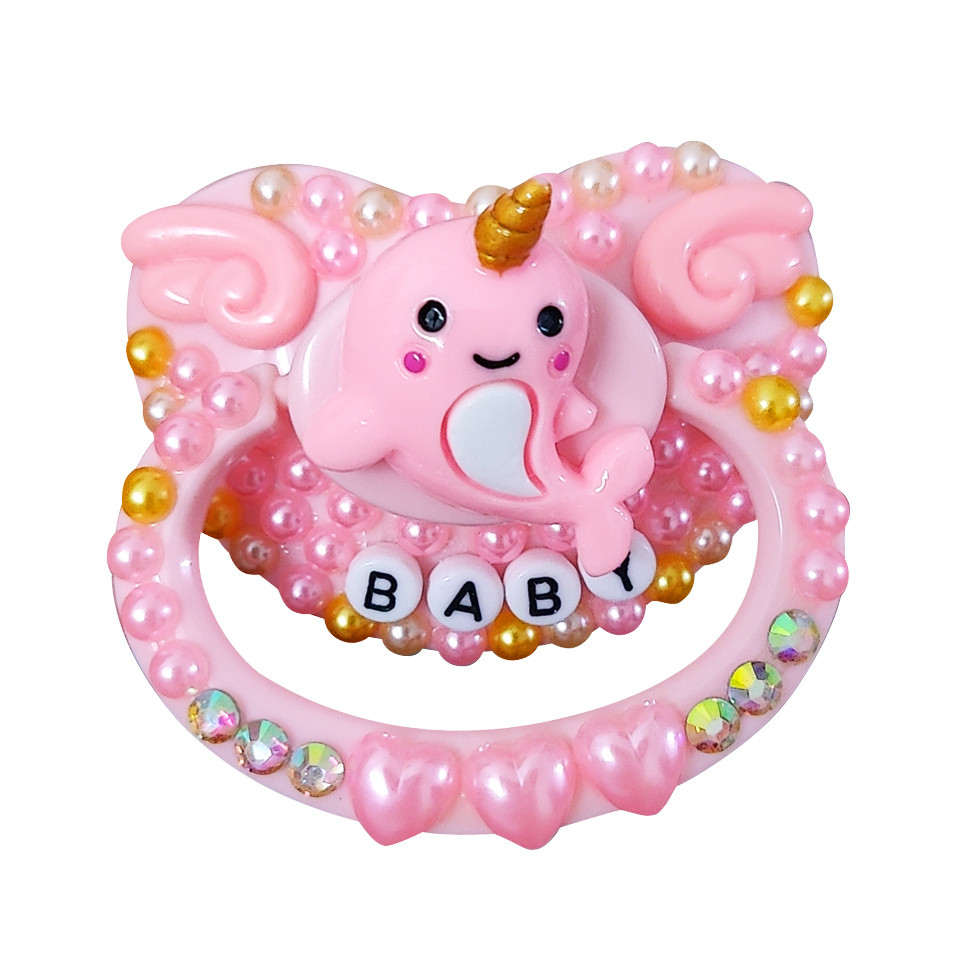 100% Handmake Cute Pink Dolphin Pattern Adult Baby Pacifier Silicone Adult size Pacifier abdl Daddy 