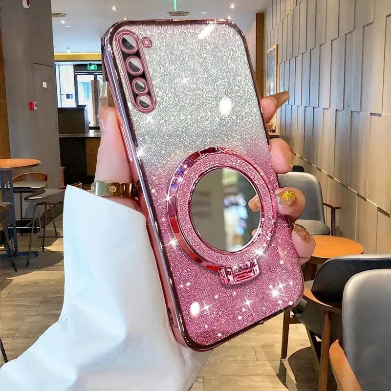 Casing HP Realme 6i 5 5i 5s 5 15 Pro XT C75 C71 Pelapisan Magnetik Berkilau silikon lembut 360 Deraj