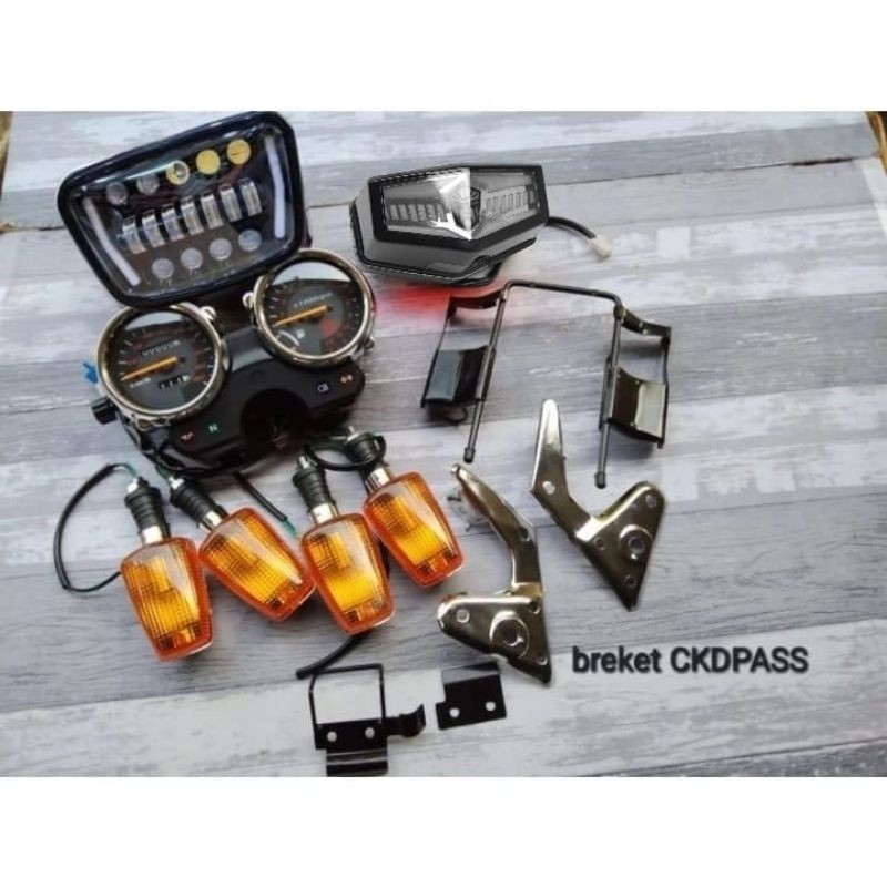 PROMO siap cod paket fullset headlamp lampu depan LED 16 led yamaha rx king 2002 fullset breket ORIG
