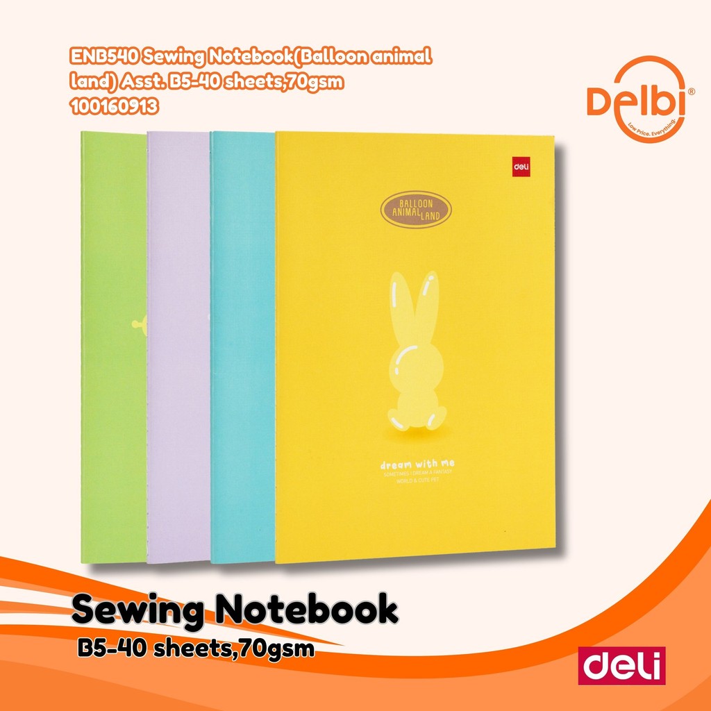 

ENB540 Sewing Notebook(Balloon animal land) Asst. B5-40 sheets,70gsm